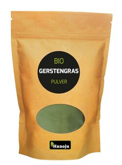 Gemalen gerstegras paper bag bio Hanoju 1000g