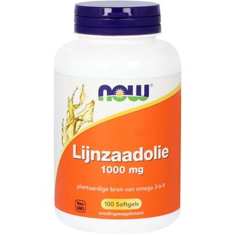 Lijnzaadolie 1000 mg NOW 100sft