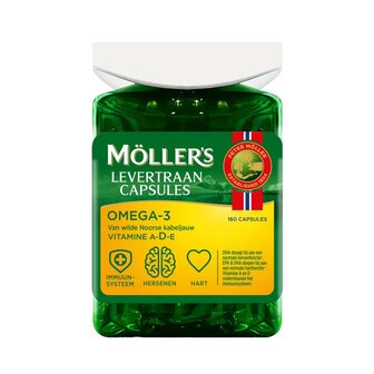 Omega-3 levertraancapsules Mollers 160ca