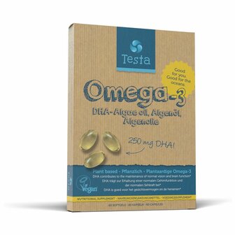 Omega 3 algenolie 250mg DHA vegan NL/DE/EN Testa 60sft