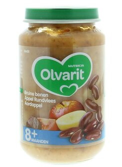 Bruine bonen appel rundvlees aardappel 8M00 Olvarit 200g