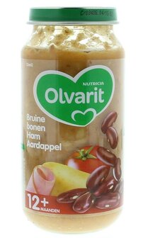 Bruine bonen ham aardappel 12M02 Olvarit 250g