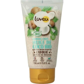 Bodyscrub coconut oil dry skin organic Lovea 150ml